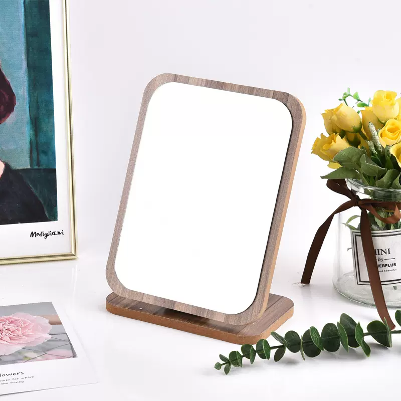 厂家木质台式化妆镜子学生宿舍简约桌面梳妆镜便捷折叠小镜子