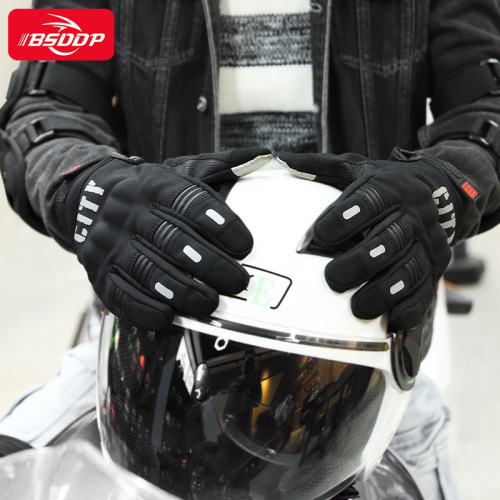 Waterproof winter velvet thickened motorcycle warm-proof rain-proof touch screen wind-proof and cold-proof mountaineering outdoor riding gloves