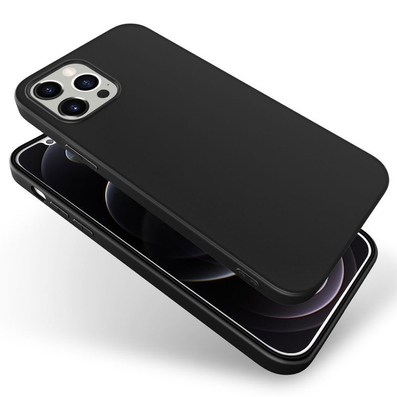 Suitable for Iphone17 Frosted Mobile Phone Case 15Promax Black Soft Silicone Material Apple 13 Mobile Phone Protective Cover