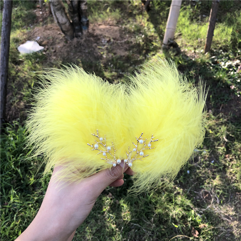 Tocado de plumas horquilla Mori Hada clip lateral chica estudiante Hanfu accesorios para el cabello Internet celebridad Hada piel horquilla al por mayor