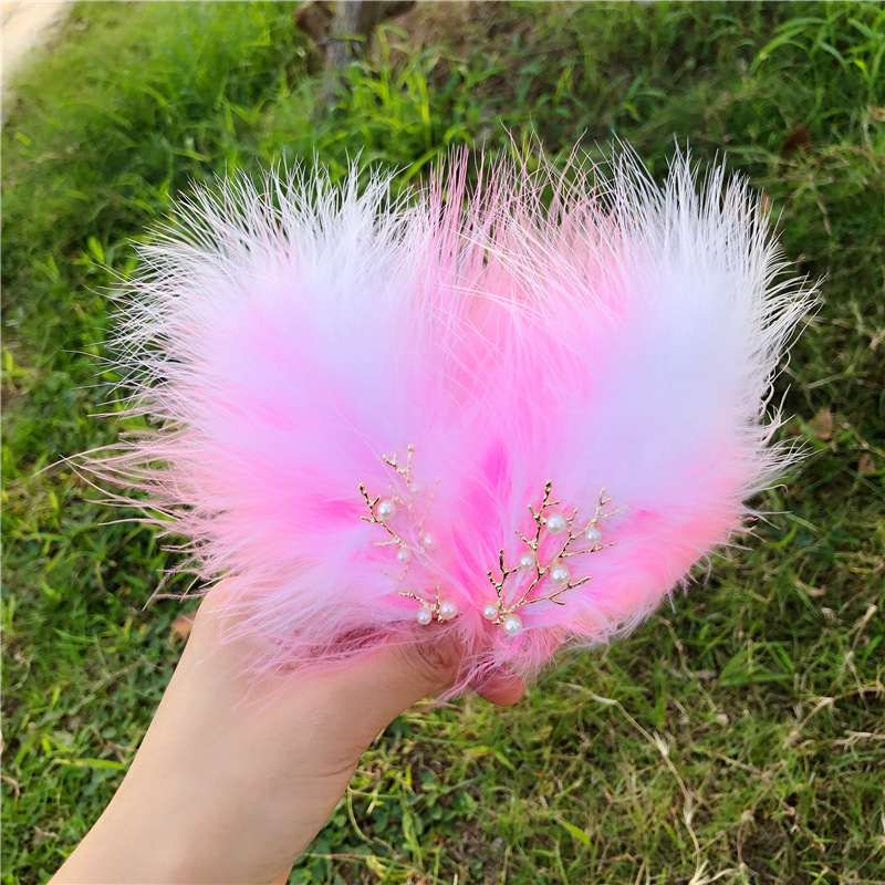 Tocado de plumas horquilla Mori Hada clip lateral chica estudiante Hanfu accesorios para el cabello Internet celebridad Hada piel horquilla al por mayor