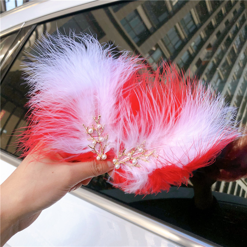 Tocado de plumas horquilla Mori Hada clip lateral chica estudiante Hanfu accesorios para el cabello Internet celebridad Hada piel horquilla al por mayor