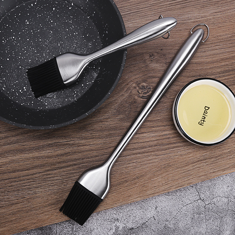 Baking Tools Stainless Steel Hollow Handle Silicone Brush Barbecue Brush Oil Brush Silicone Sweep DIY Cake Tools