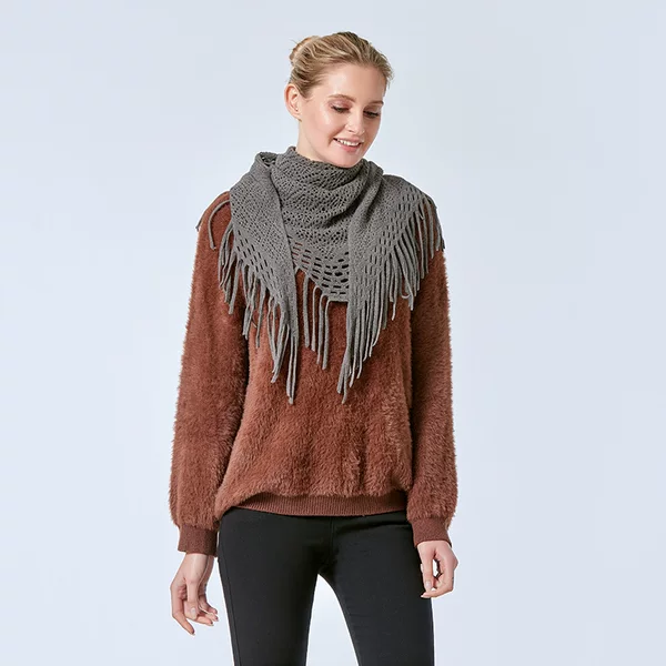 Triangle Scarf Scarf Shawl Dual-purpose Wool Knitted Warm Autumn and Winter Tassel Small Waistcoat Long Student Match