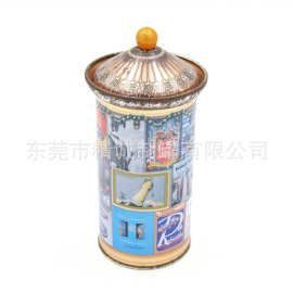 马口铁亭子茶叶圆罐 帽子盖茶叶圆罐 厂家直销堡垒形状茶叶圆铁罐