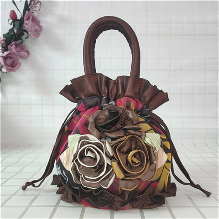 Bolso del teléfono móvil bolso de flores de encaje estilo étnico cubo cordón bolsa de tela bolso de las mujeres bolso de noche bolso hanfu hecho a mano