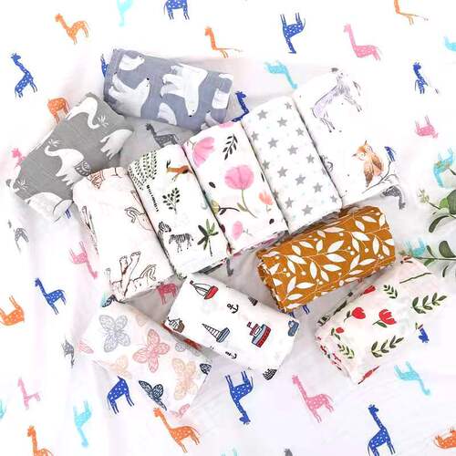 Double-layered gauze swaddle for baby, cotton printed swaddle, printed newborn swaddle, blanket, gauze bath towel