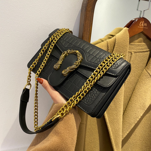 Factory Direct Supply Autumn/Winter Women's Bag New Trend Chain Stone Texture Quality Fashion Shoulder Bag Crossbody Small Square Bag