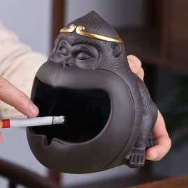 紫砂复古带盖烟灰缸小号陶瓷时尚煙灰缸创意个性网吧客厅酒店烟缸