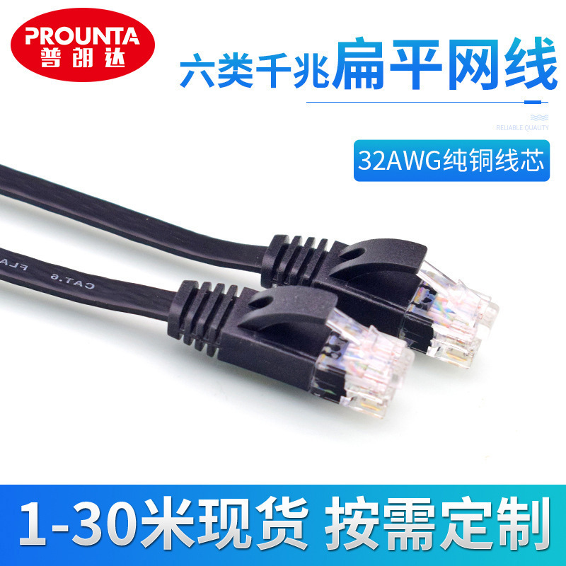 In-Stock Cat6 Ethernet Cable, Flat Gigabit Cable, Pure Copper Broadband Patch Cord, Tested Computer Network Cable