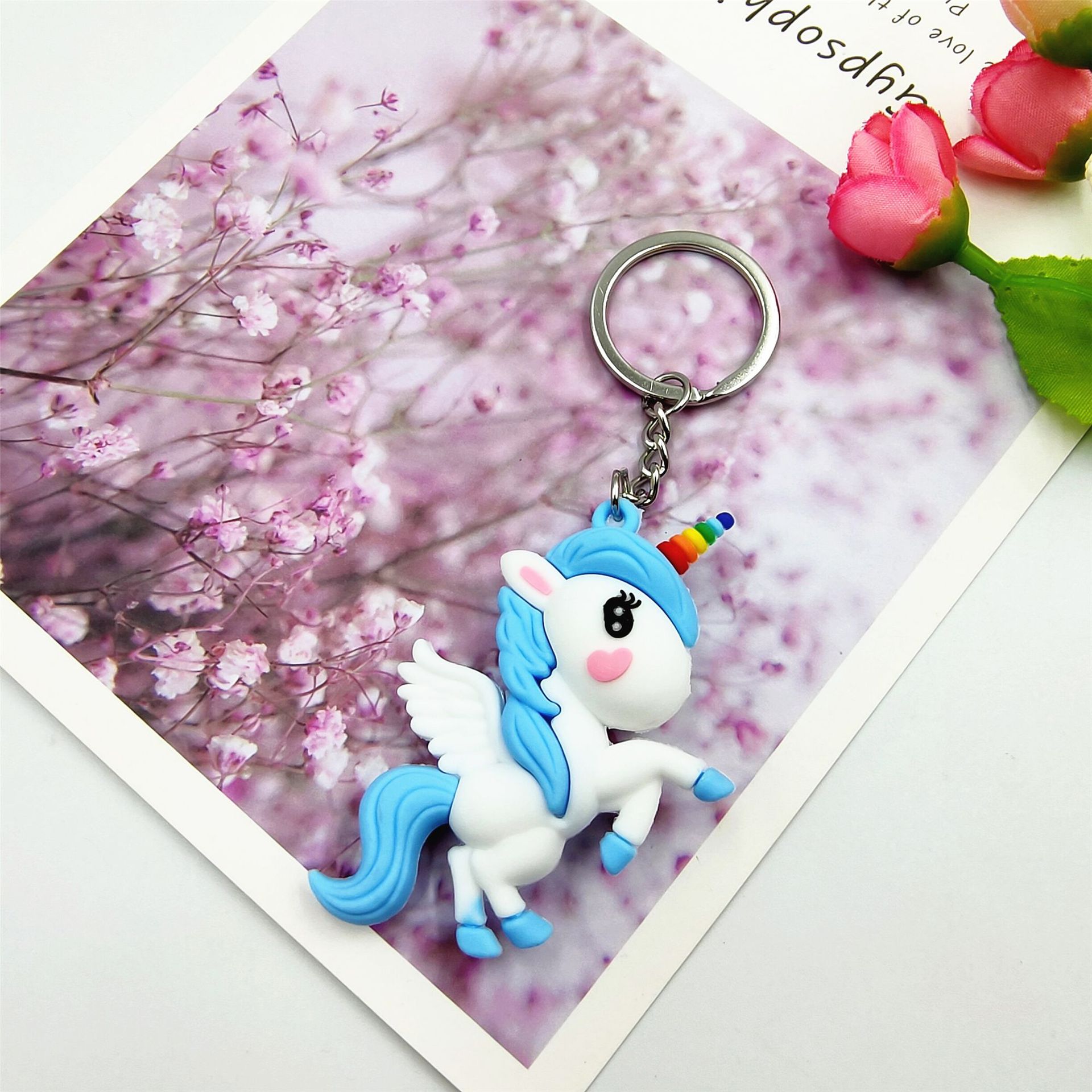 Amazon popular lindo Pegasus unicornio llavero colgante bolso adornos catch muñeca máquina pequeño regalo