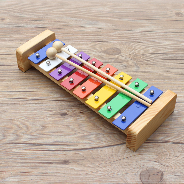 Piano de aluminio de 8 tonos Instrumento de percusión Orff película de color piano de percusión de mano piano de ocho tonos grande para niños de jardín de infantes