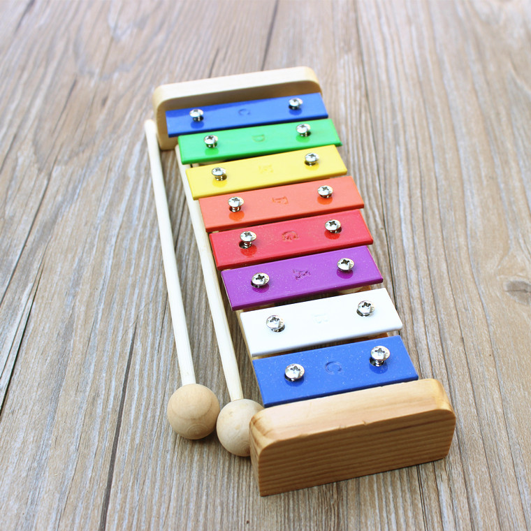 Piano de aluminio de 8 tonos Instrumento de percusión Orff película de color piano de percusión de mano piano de ocho tonos grande para niños de jardín de infantes