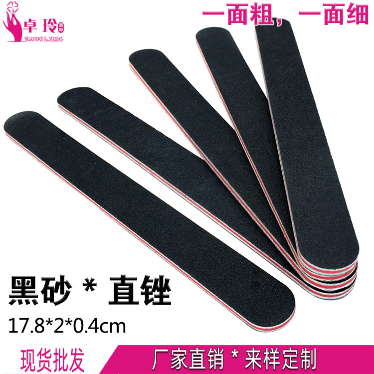 En stock al por mayor lima de uñas negra manicura tira de molienda de doble cara Eva corazón rojo esmerilado tira de frotamiento 100/180