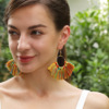 Rainbow woven retro earrings with tassels handmade, boho style, European style, wholesale