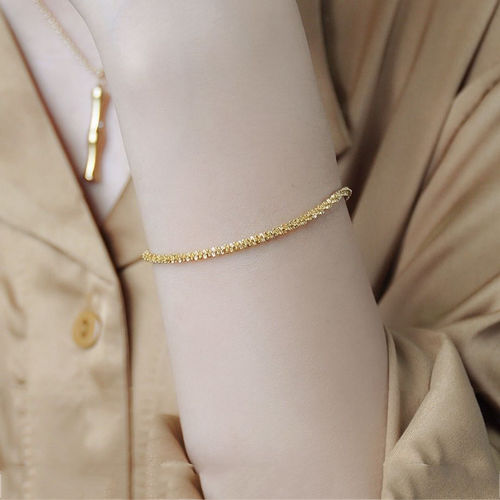 Internet celebrity titanium steel 18K gold trendy twist twist baby's breath bracelet French niche design minimalist bracelet