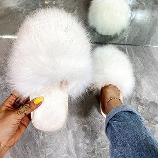 Foreign Trade Mao Mao Slippers Women's 2023 Autumn and Winter New Style Baotou Large Size Slippers Women's Shoes Home Outfit Flat Warm Cotton Slippers