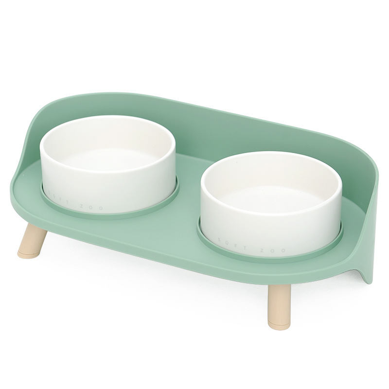 Cat Bowl tazón para perros mascota de cerámica tazón de medio mes protección cervical tazón doble tazón de comida para perros tazón de agua tazón de comida antidetonante