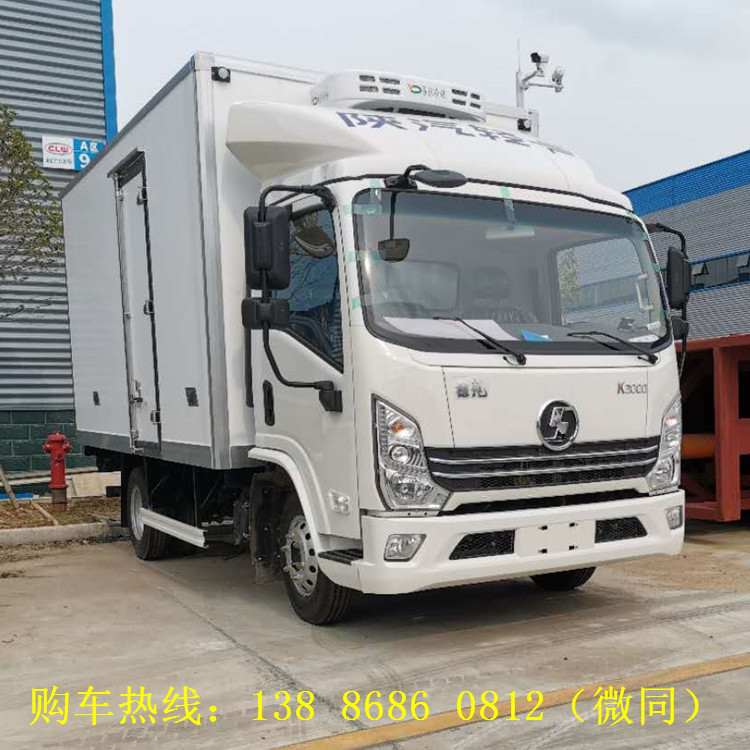Zhuhai 4.2m refrigerado coche de aislamiento de calor Shaanxi Automobile Delong marca azul alimentos frescos verduras carro de refrigeración de cerdo