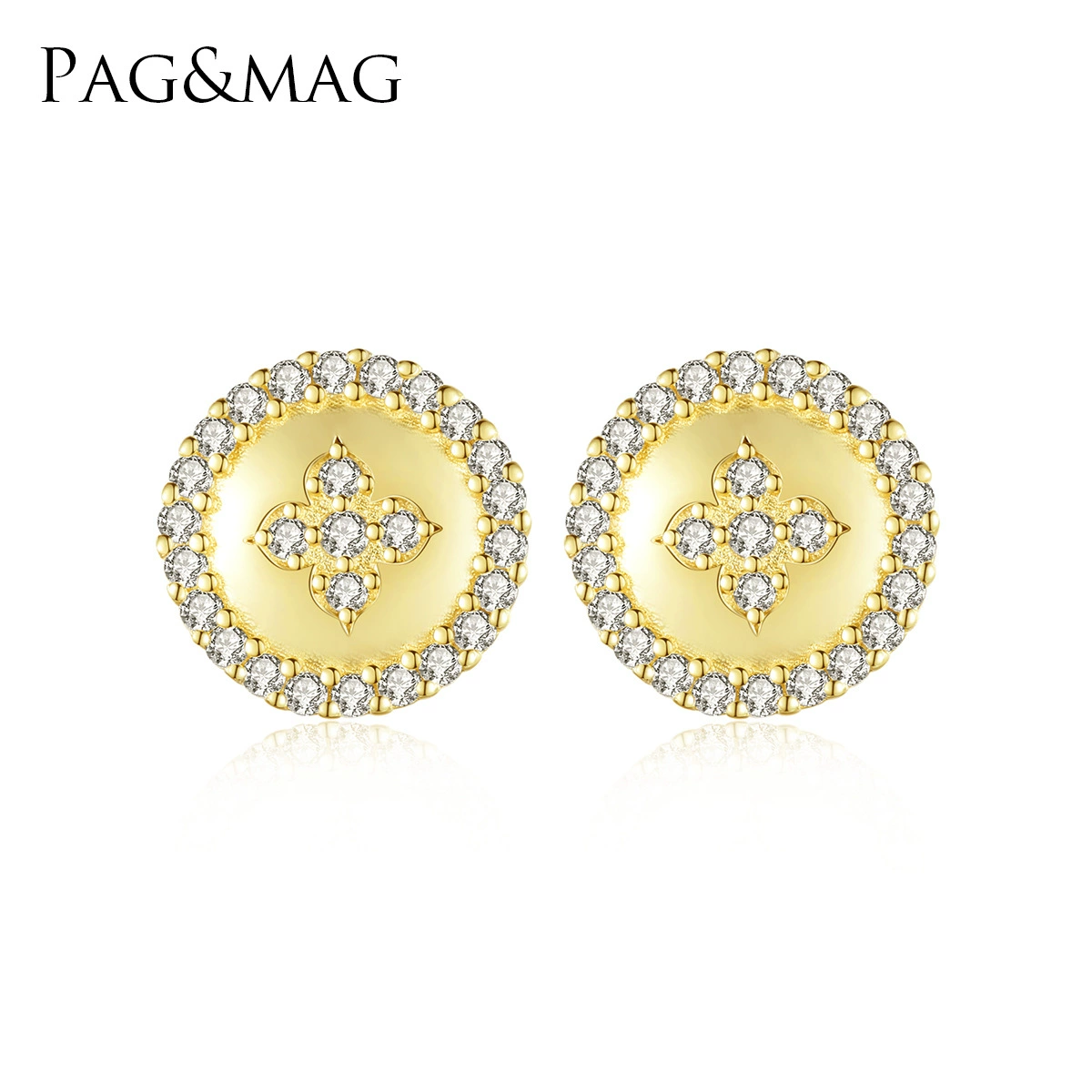 PAG&MAG серьги, модный аксессуар, инкрустация под бриллиант, серебро 925 пробы, простой и элегантный дизайн, легкая роскошь