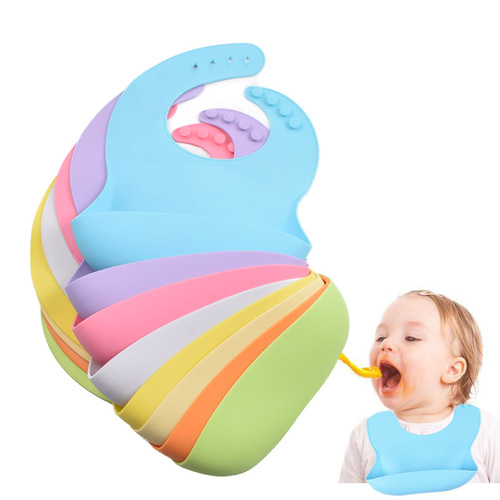Silicone Baby Eating Bib Easy to Clean Baby Mouthguard Water-Proof Leak-Proof Children's Silicone Bib