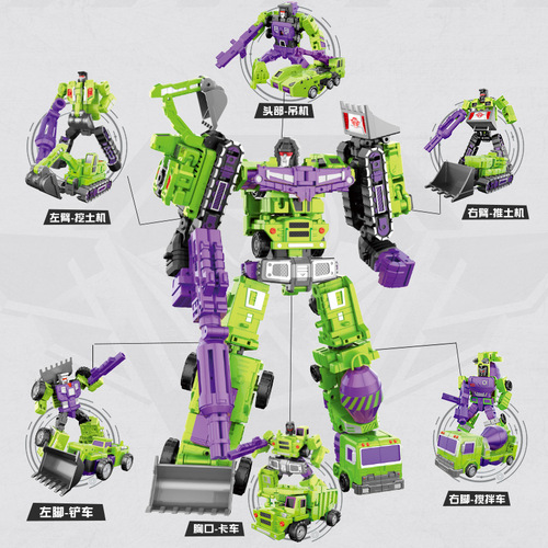 Yuexing Engineering Alloy Car Toy Children's Transformation Robot Powerful Vajra Transformation God of War Six-In-One Set