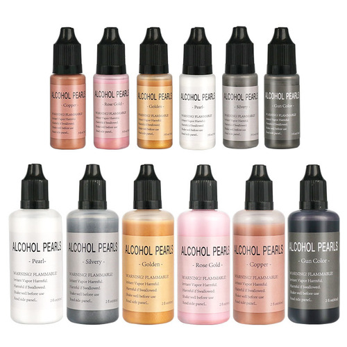 Cross-border Amazon Metallic 6-color crystal drop glue diffusion color essence 3D blooming fluid pigment Alcohol ink