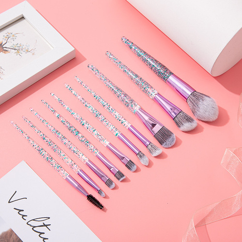 Onion pink crystal handle ten glitter makeup brushes with sequins glitter eye shadow concealer brush beauty beauty makeup tools