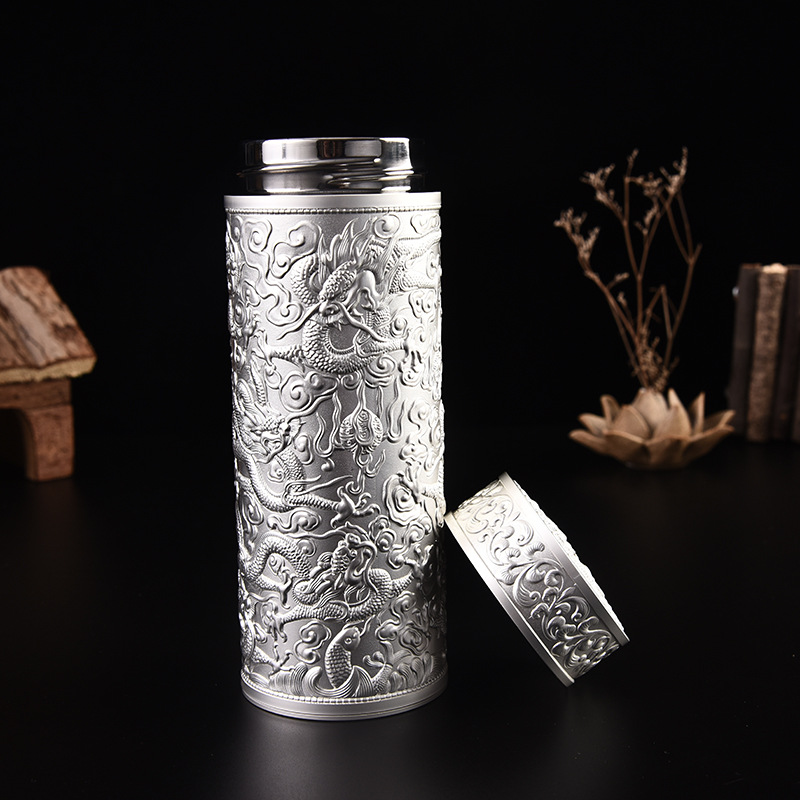 Kowloon Cup Baifu Cup Silver Water Cup 999 Foot Silver Liner Vacuum Thermos Cup Silver Ion Health Care Cup Business Gift
