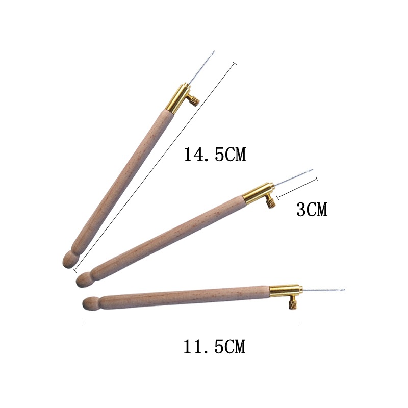 Herramienta de bordado francés transfronterizo Mango de haya Bordado francés Ganchillo Anverso y reverso Lentejuelas con cuentas Gancho hecho a mano