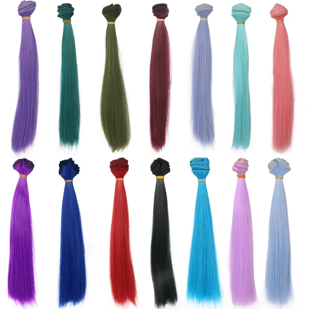Doll Wig Straight Hair, DIY 25 cm, Synthetic Doll Hair Weft, Multiple Color Codes