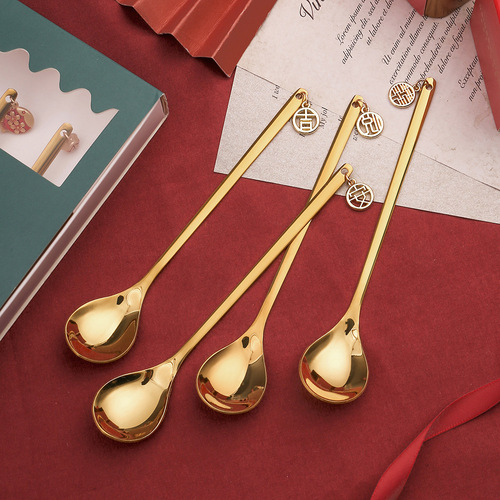 A wedding souvenir pendant spoon ins style coffee stirring spoon creative dessert spoon spoon stainless steel spoon