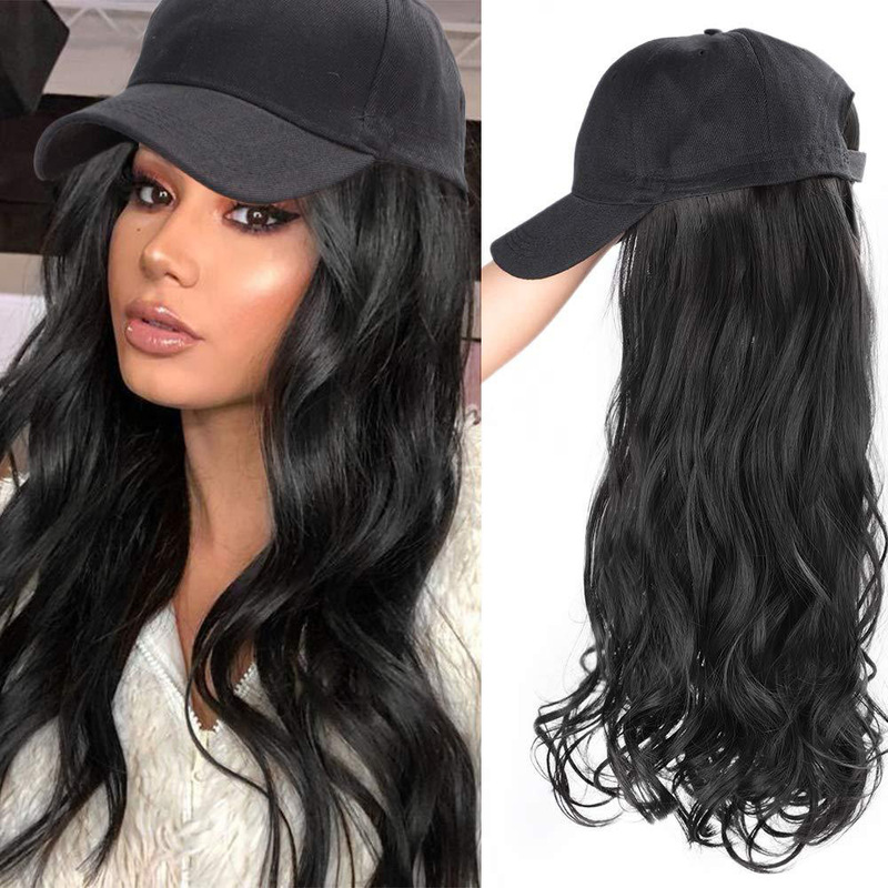 Wig for Women with Hood, European and American Style, Long Curly Hair, Big Waves, Synthetic Fiber, Multi-Color Wigs