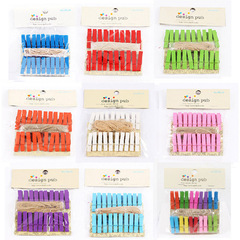Factory-direct supply: 20 colorful wooden photo clips/snack clips with jute twine—also available as clothing/household clothespins and greenhouse wood clips—wholesale prices offered.