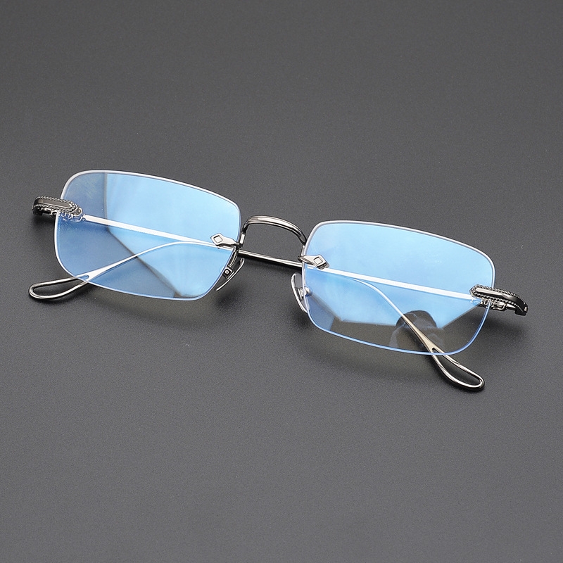 Versatile Minimalist Frameless Pure Titanium Prescription Frames, Same Style As Wang Yibo's, Ultra-light Finished Optical Eyeglass Frames For_voghion.com