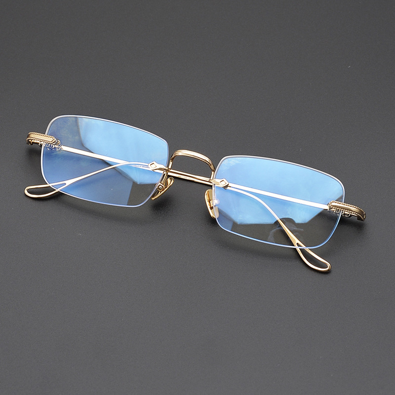 Versatile Minimalist Frameless Pure Titanium Prescription Frames, Same Style As Wang Yibo's, Ultra-light Finished Optical Eyeglass Frames For_voghion.com
