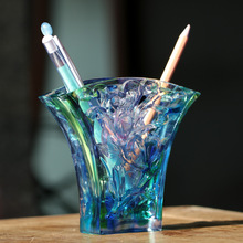 琉璃白玉兰笔筒办公室花摆件送领导中国风礼物桌面家居礼品