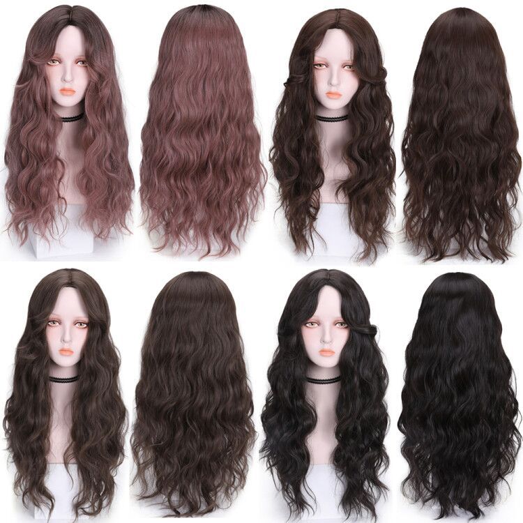 synthetic wig for women's long curly hair wool roll center cut no bangs corn perm full set_voghion.com