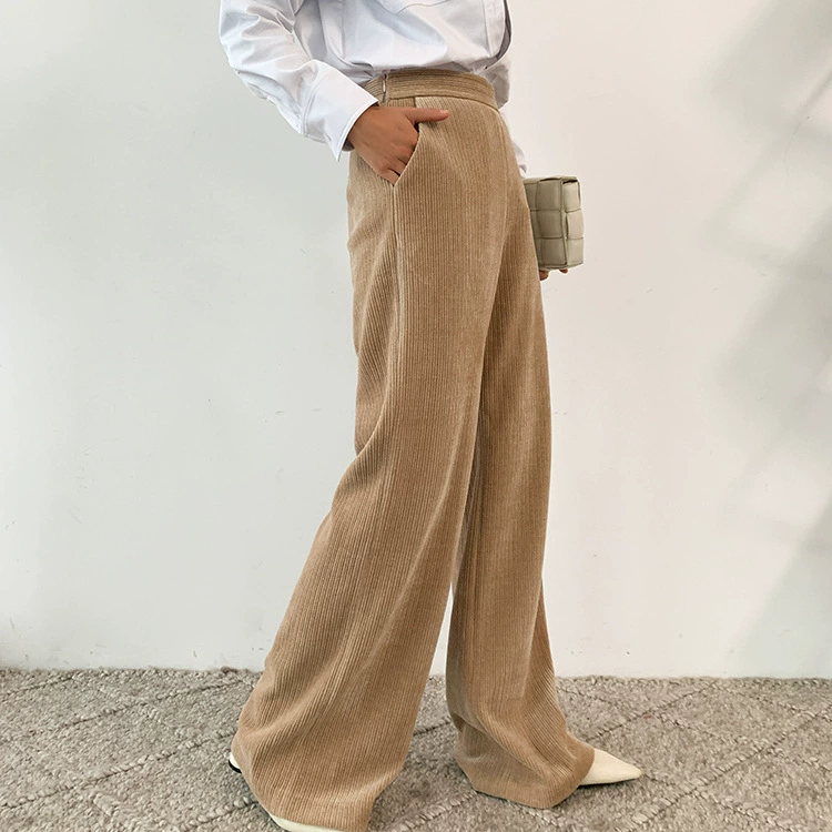 Женские широкие брюки-палаццо с высокой талией, двусторонние трикотажные, композитные, утягивающие, с нерегулярной полосатой расцветкой, для осени и зимы