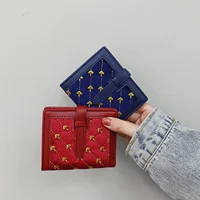 Складной маленький кошелёк, компактный японский стиль, стежка золотом, держатель карт