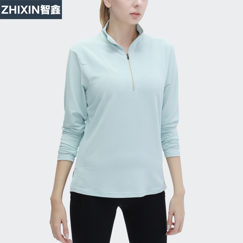 Autumn and Winter New Yoga Clothes Women's Quick-drying Long-sleeved T-shirt Running Loose Sportswear Half-zipper Fitness Clothes Yoga Clothes