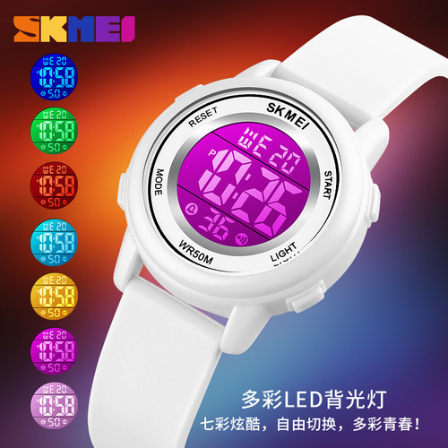 Colorful LED Clock Fashion Children's Electronic Watch Bestselling on Amazon Multifunctional Gift Watch for Boys and Girls Students
