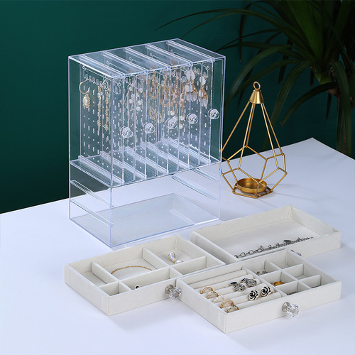 Large-capacity acrylic dust-proof display stand drawer-type jewelry box necklace earrings earrings earrings jewelry storage box
