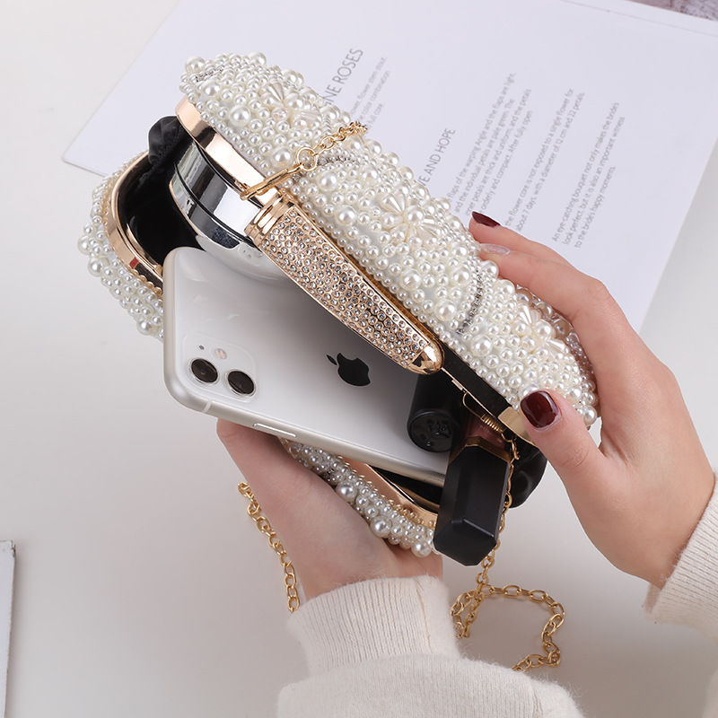Borsa a mano elegante con perle tracolla quadrata donna_voghion.com