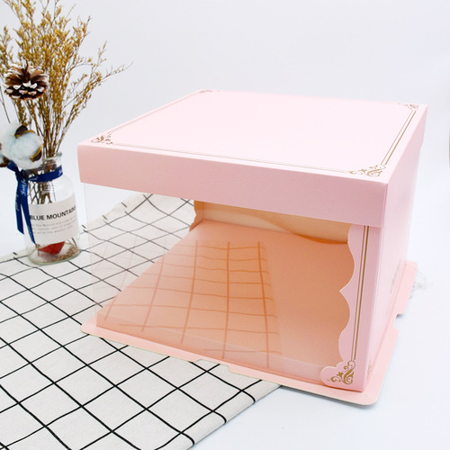 New internet celebrity Barbie translucent cake box 6/8/10/12 inch heightened birthday cake baking packaging box