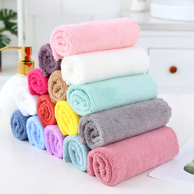 High density coral fleece towel absorbent thick children's kindergarten wipe small square cotton multi-color square towel cloth wholesale High density coral fleece towel absorbent thick children's kindergarten wipe small square cotton multi-color square towel cloth wholesale