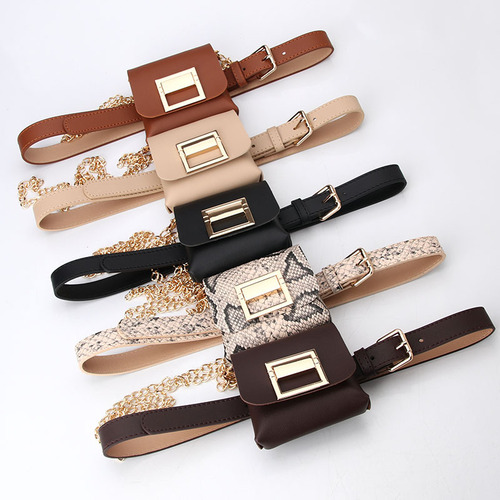 Fashionable Women's Belt Gold Chain Small Bag Shoulder Bag Detachable All Seasons Decorative Belt Bag