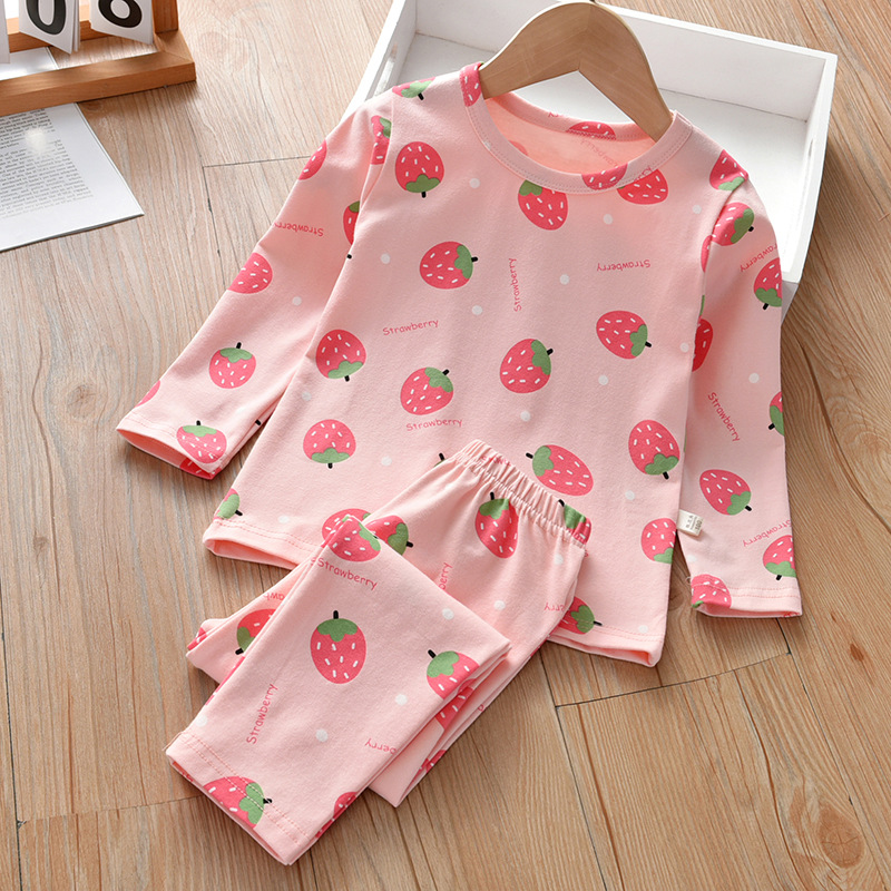 (2개) 어린이 홈 의류 봄과 가을 소녀 서양식 면화 2021 가을 겨울 어린이 의류  소녀의 긴 소매 홈 잠옷 세트