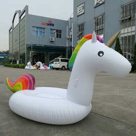 厂家批发275cm充气独角兽浮排海马浮床披萨火烈鸟动物漂浮水床