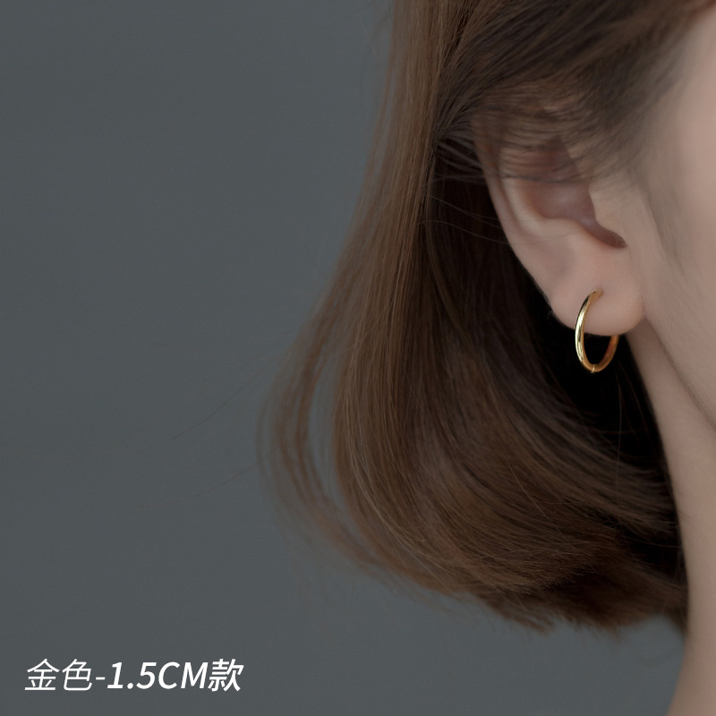 S925 plata un par de oro 15mm